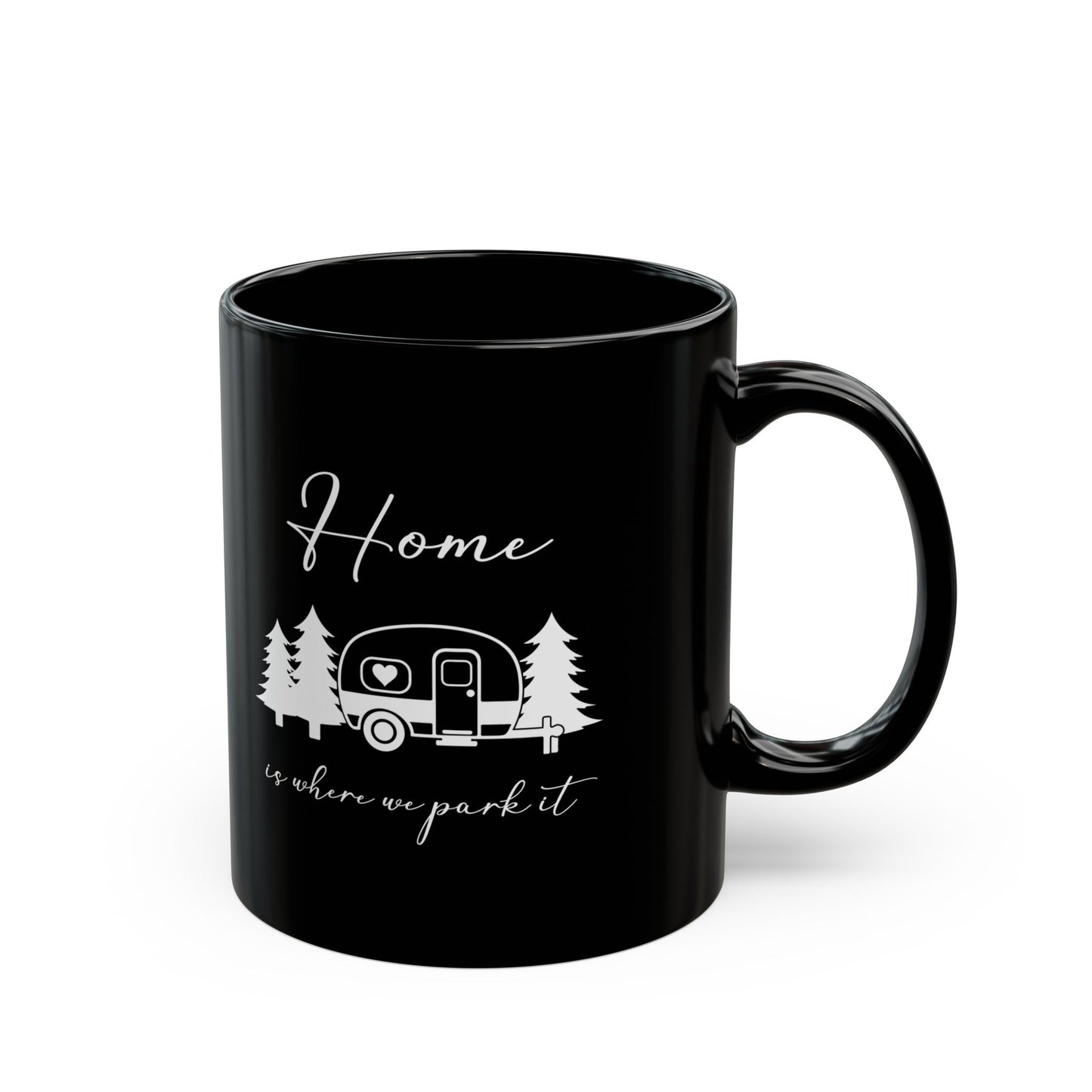 Minimalist Black Camping Design  Ceramic Mug, (11oz, 15oz)