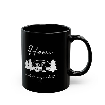 Minimalist Black Camping Design  Ceramic Mug, (11oz, 15oz)
