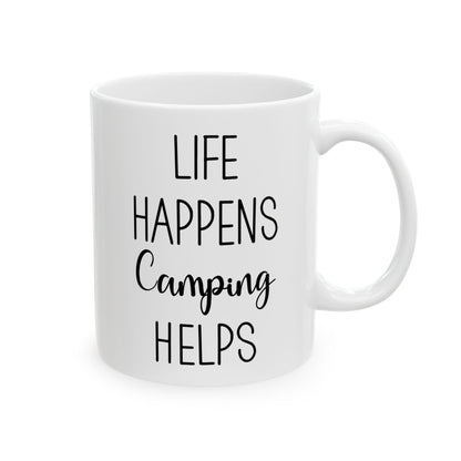 Rustic Black Camping Art Ceramic Mug, (11oz, 15oz)