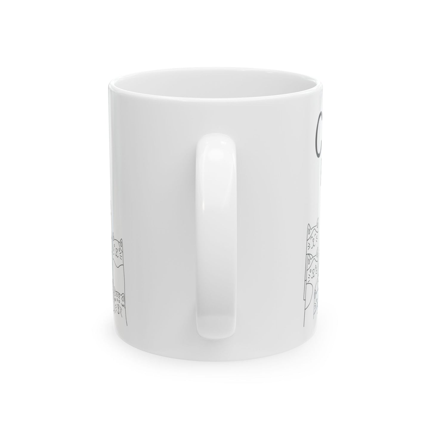 Coffee Right Meow White Mug, (11oz, 15oz)
