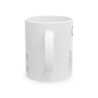 Coffee Right Meow White Mug, (11oz, 15oz)