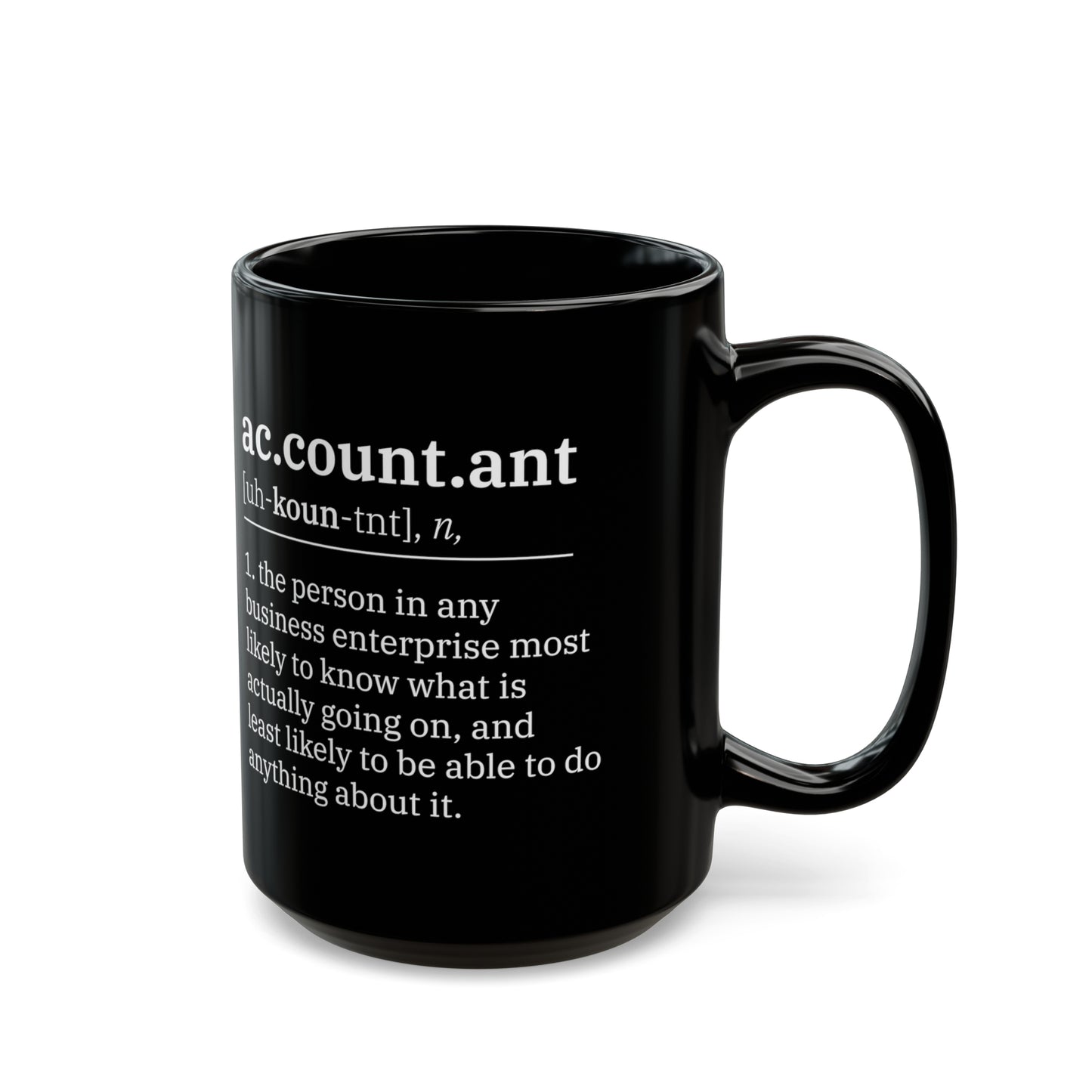 Funny Accountant Definition Mug – Black Ceramic Coffee Cup for CPA, Finance Professionals, and Office Coworkers
