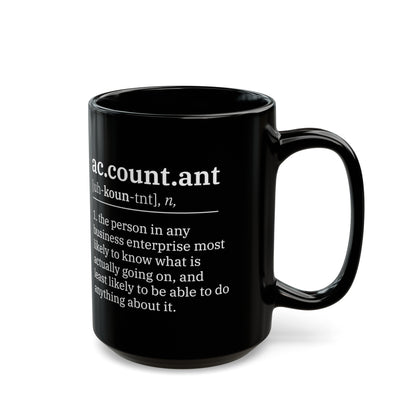 Funny Accountant Definition Mug – Black Ceramic Coffee Cup for CPA, Finance Professionals, and Office Coworkers