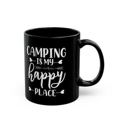 Minimalist Happy Typography Design Ceramic Mug, (11oz, 15oz)