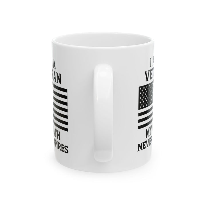 White Ceramic Mug with American Flag – Patriotic Gift for Military Men & Women
