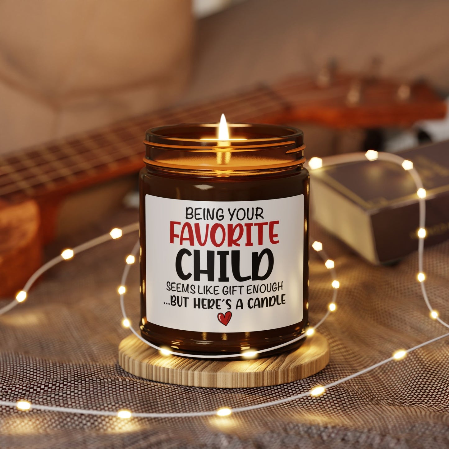 Funny Favorite Child Candle  Scented Soy Candle (Multi-Size, Amber Jar)