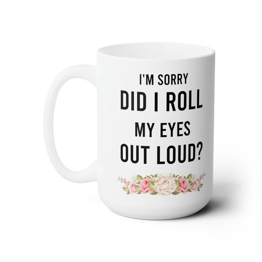 Funny White Coffee Mug with Floral Accent