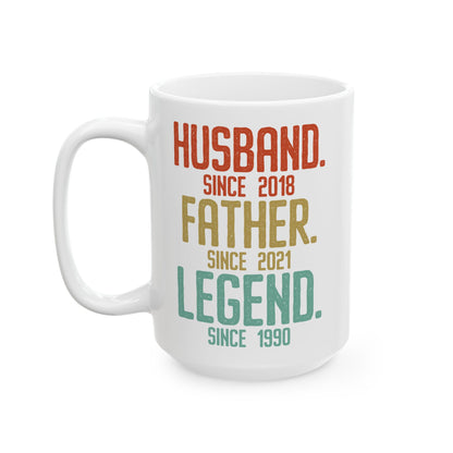 Husband Father Legend White Mug, (11oz, 15oz)