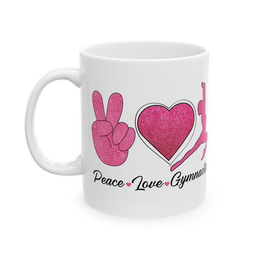 Peach Love Gymnastics White Mug, (11oz, 15oz)