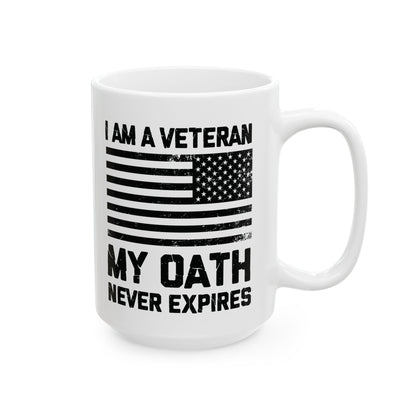 White Ceramic Patriotic Cup with American Flag – Military Gift for Men & Women