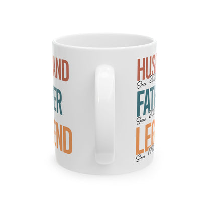 Husband Father Legend White Mug, (11oz, 15oz)