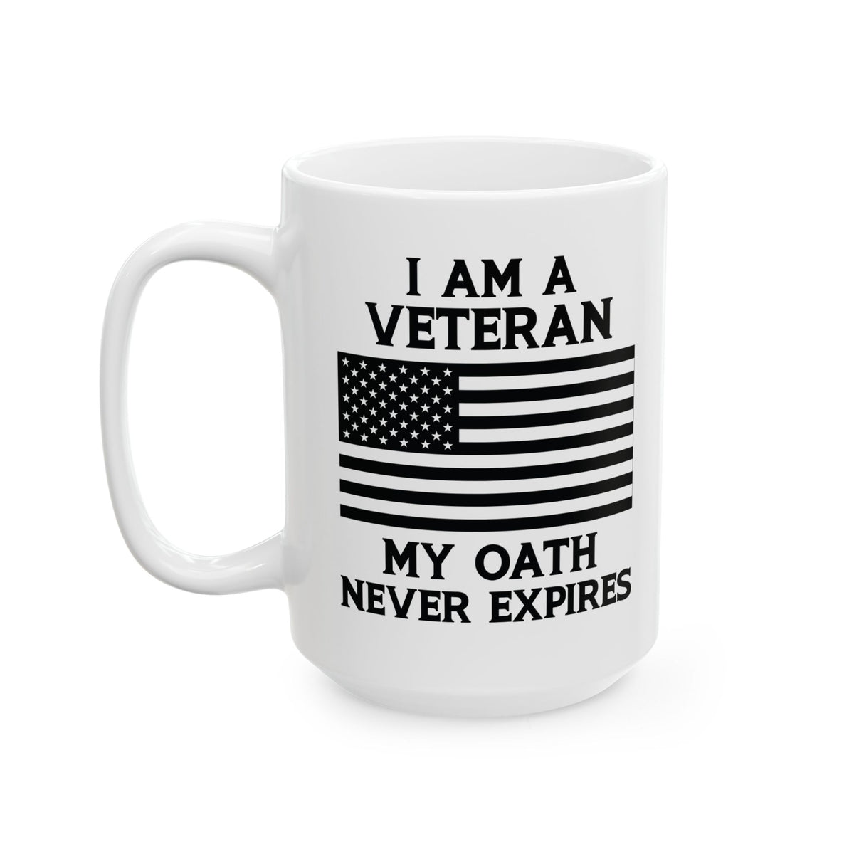 White Ceramic Mug with American Flag – Patriotic Gift for Military Men & Women