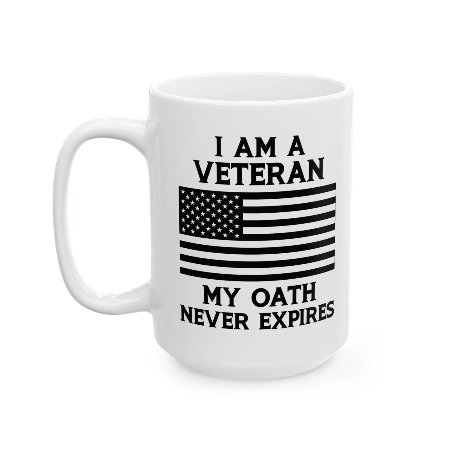 White Ceramic Mug with American Flag – Patriotic Gift for Military Men & Women
