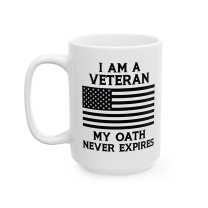 White Ceramic Mug with American Flag – Patriotic Gift for Military Men & Women