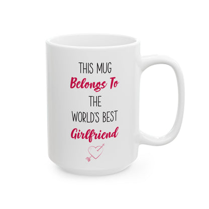 World's Best Girlfriend Mug – Cute Heart Arrow Gift from Boyfriend or Partner