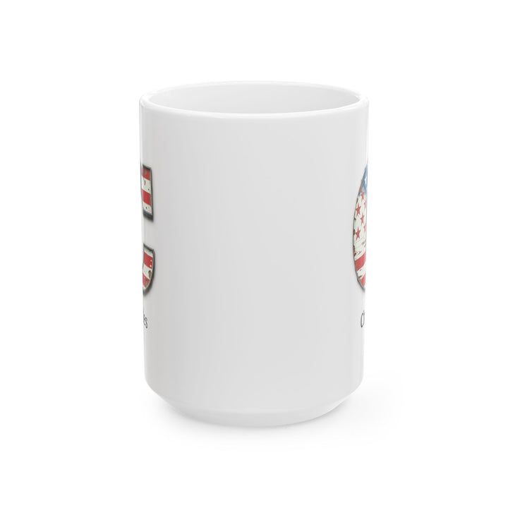 White Personalized USA Flag Initial Mug with Letter C and Charles Name Gift for Men, Veterans, Patriotic Coffee Lovers