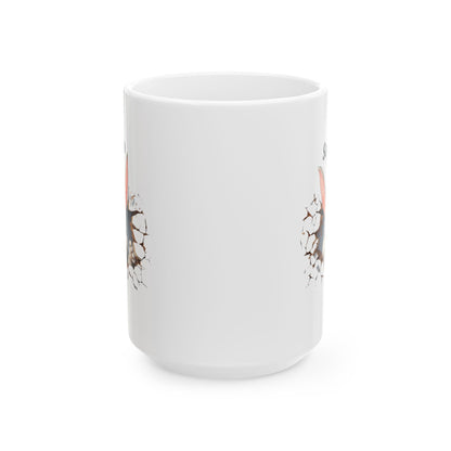 Funny Bunny Cracked Wall Mug – Custom Name Gift for Kids