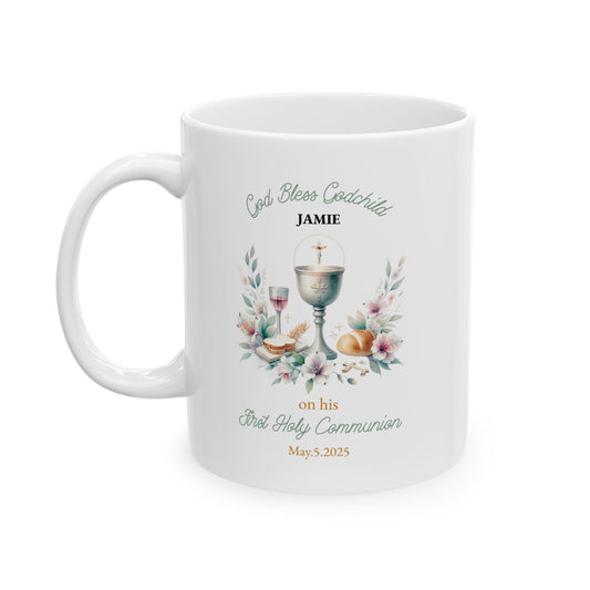 First Communion Godchild Mug – Custom Gift for Boy Jamie