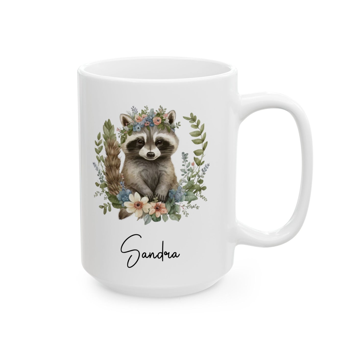 racoon custom, white Mug, (11oz, 15oz)