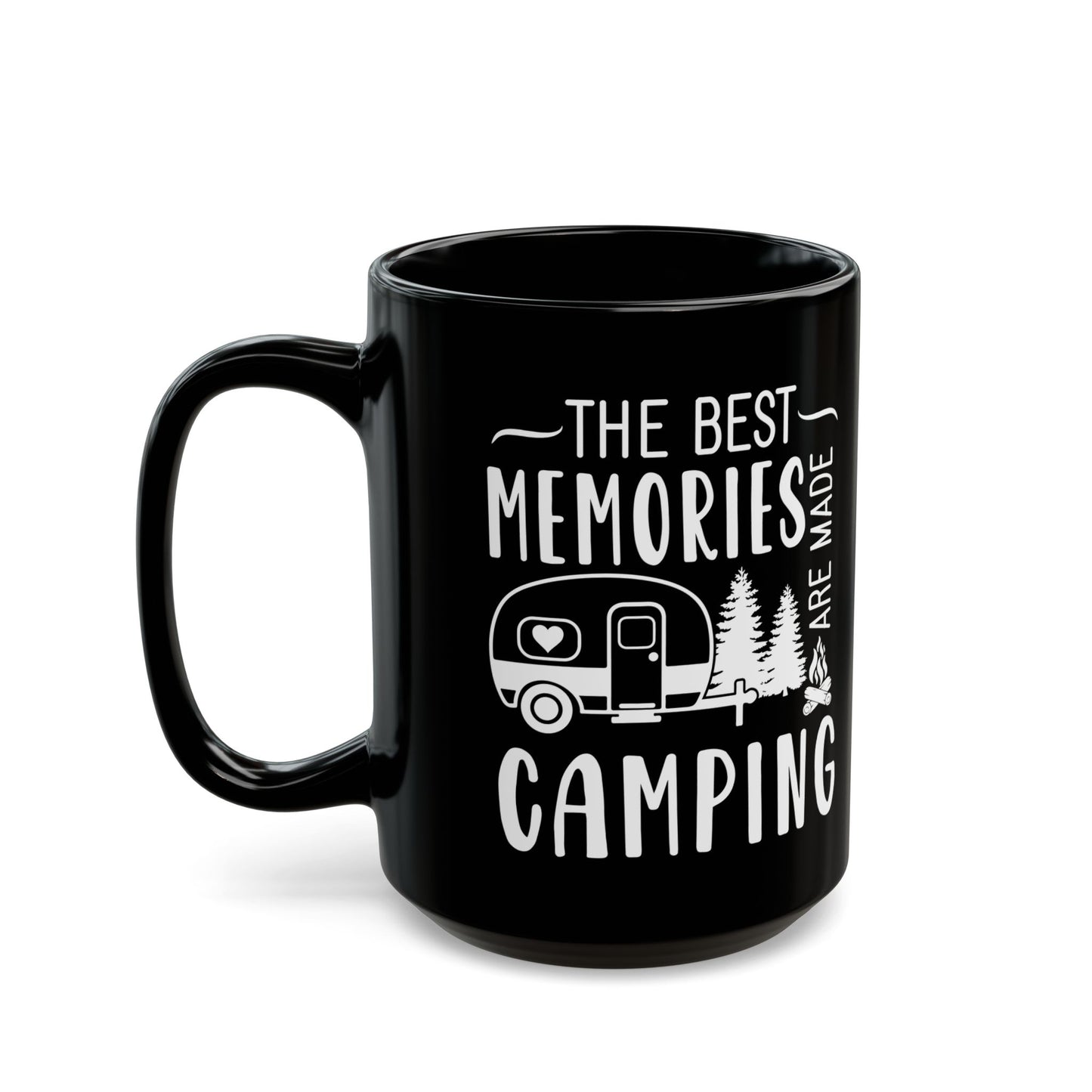 Minimalist Black Camping Design  Ceramic Mug, (11oz, 15oz)