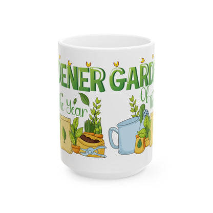 Give a Gift to a Garden Star – Gardener of the Year Mug White Ceramic Coffee Cup