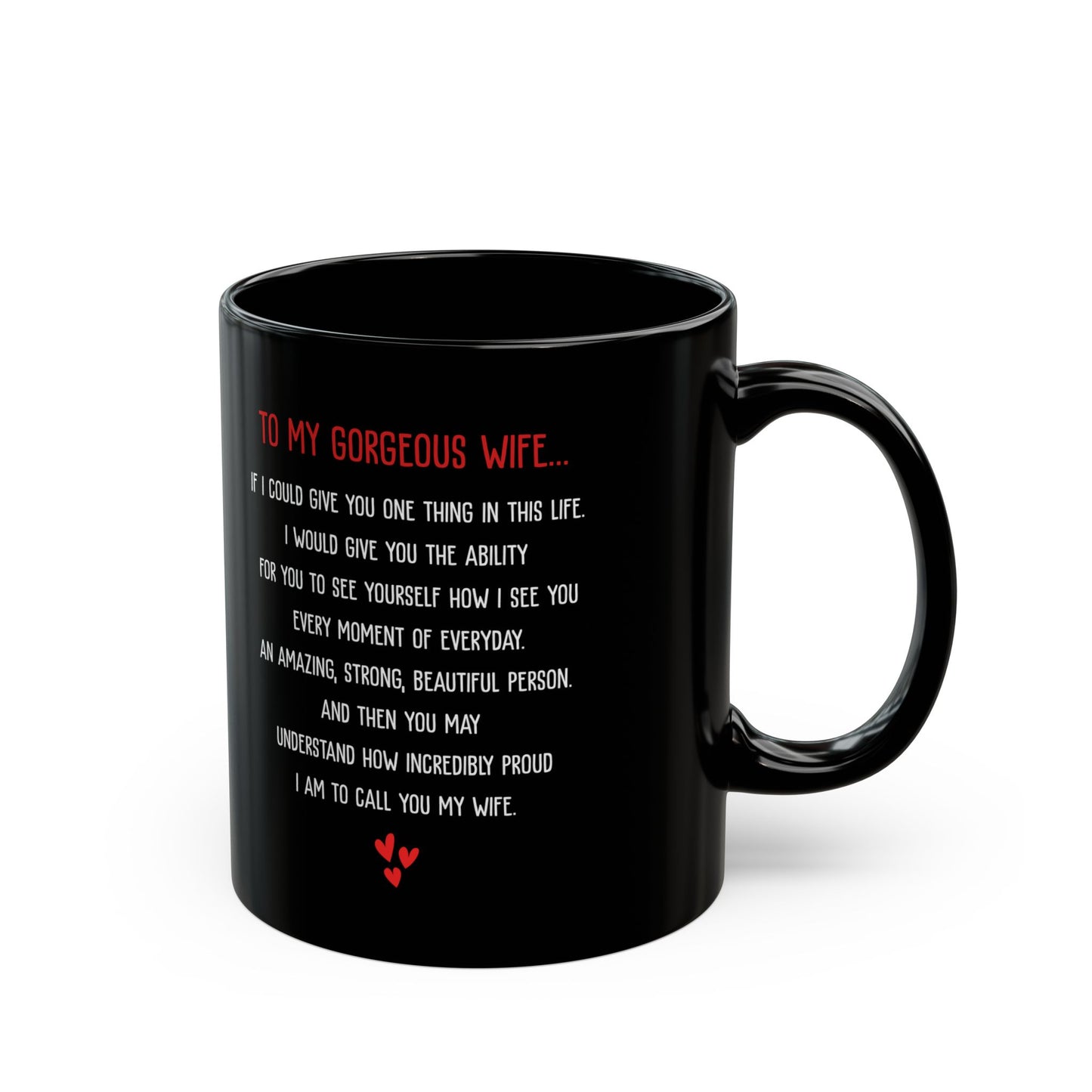 To My Gorgeous Wife Mug – Romantic Gift from Husband – Meaningful Message of Love – Black Ceramic Coffee Cup for Wife – Birthday, Anniversary, or Valentine's Day Gift