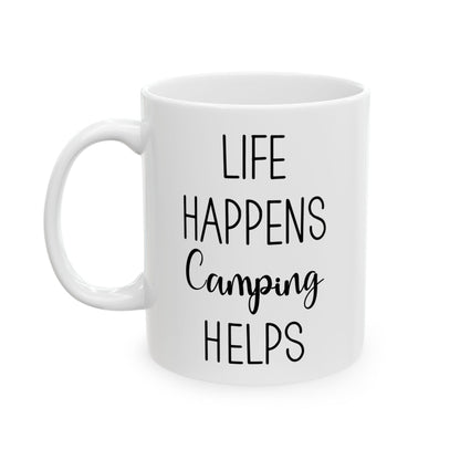 Rustic Black Camping Art Ceramic Mug, (11oz, 15oz)