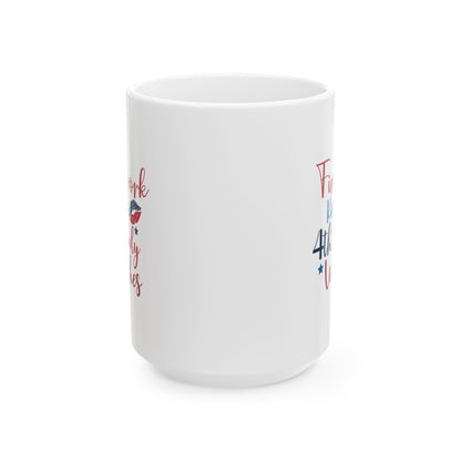 Firework Kisses 4th of July Wishes Mug – Patriotic Coffee Cup Gift