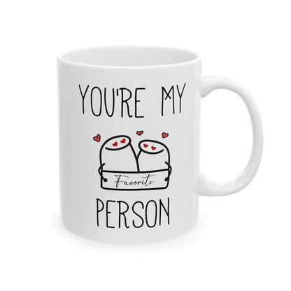 You're My Favorite Person Mug – Hugging Characters with Hearts – Cute Love Gift for Partner or Best Friend