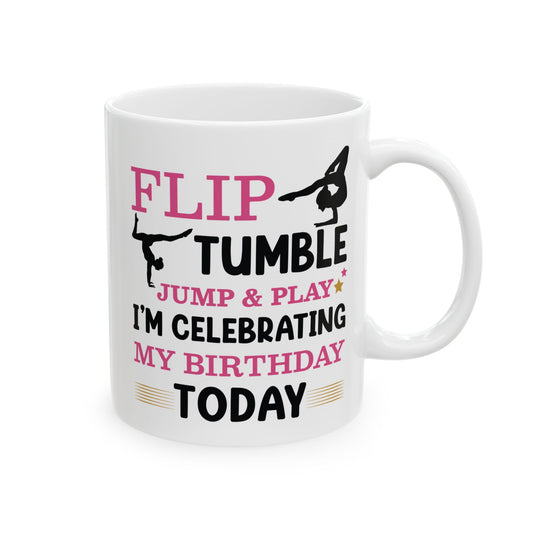 Flip Tumble Jump & Play White Mug, (11oz, 15oz)