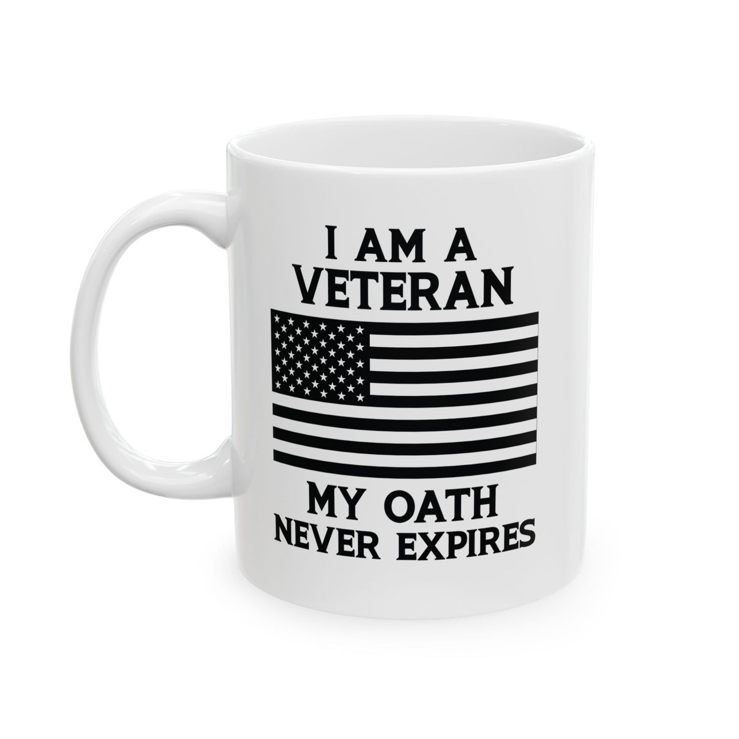 White Ceramic Mug with American Flag – Patriotic Gift for Military Men & Women