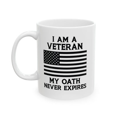 White Ceramic Mug with American Flag – Patriotic Gift for Military Men & Women