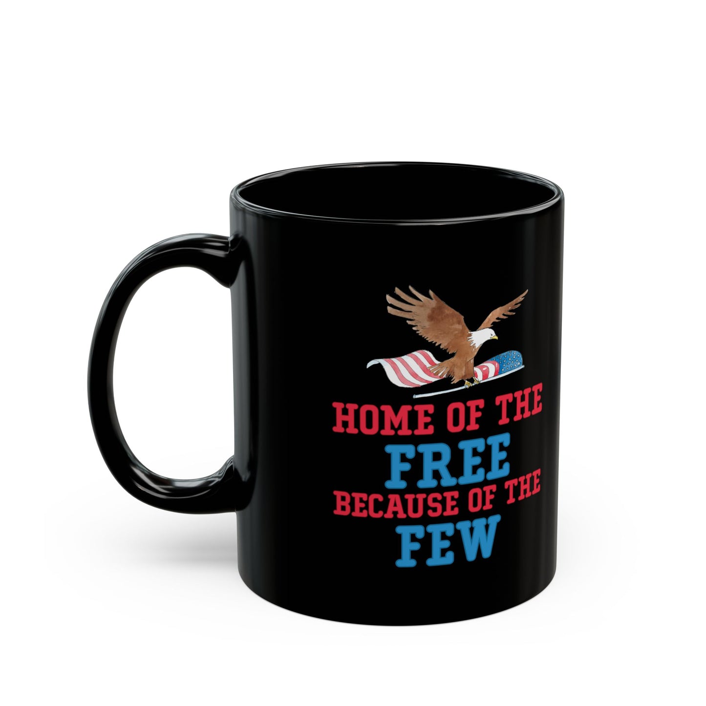 Home of the Free – Because of the Few Black Ceramic Patriotic Mug Military Eagle Coffee Cup