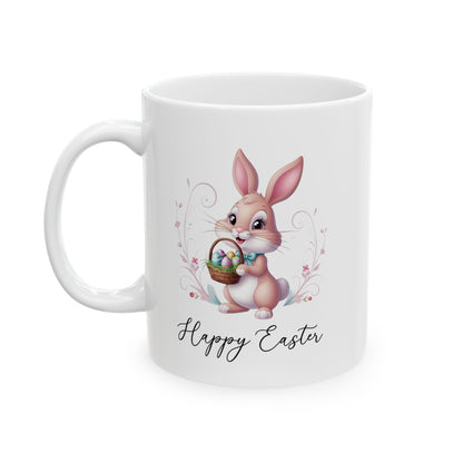 Happy Easter Bunny Mug – Cute Spring Gift with Egg Basket Design