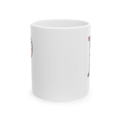 Mug - Patriotic American Flag Letter P with Kevin Name - Vintage Red, White, and Blue Design