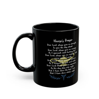 Black Nurse Prayer Coffee Mug – Christian Gift for RN LPN – Inspirational Thank You Gift for Nurses, Nursing Students, Healthcare Workers