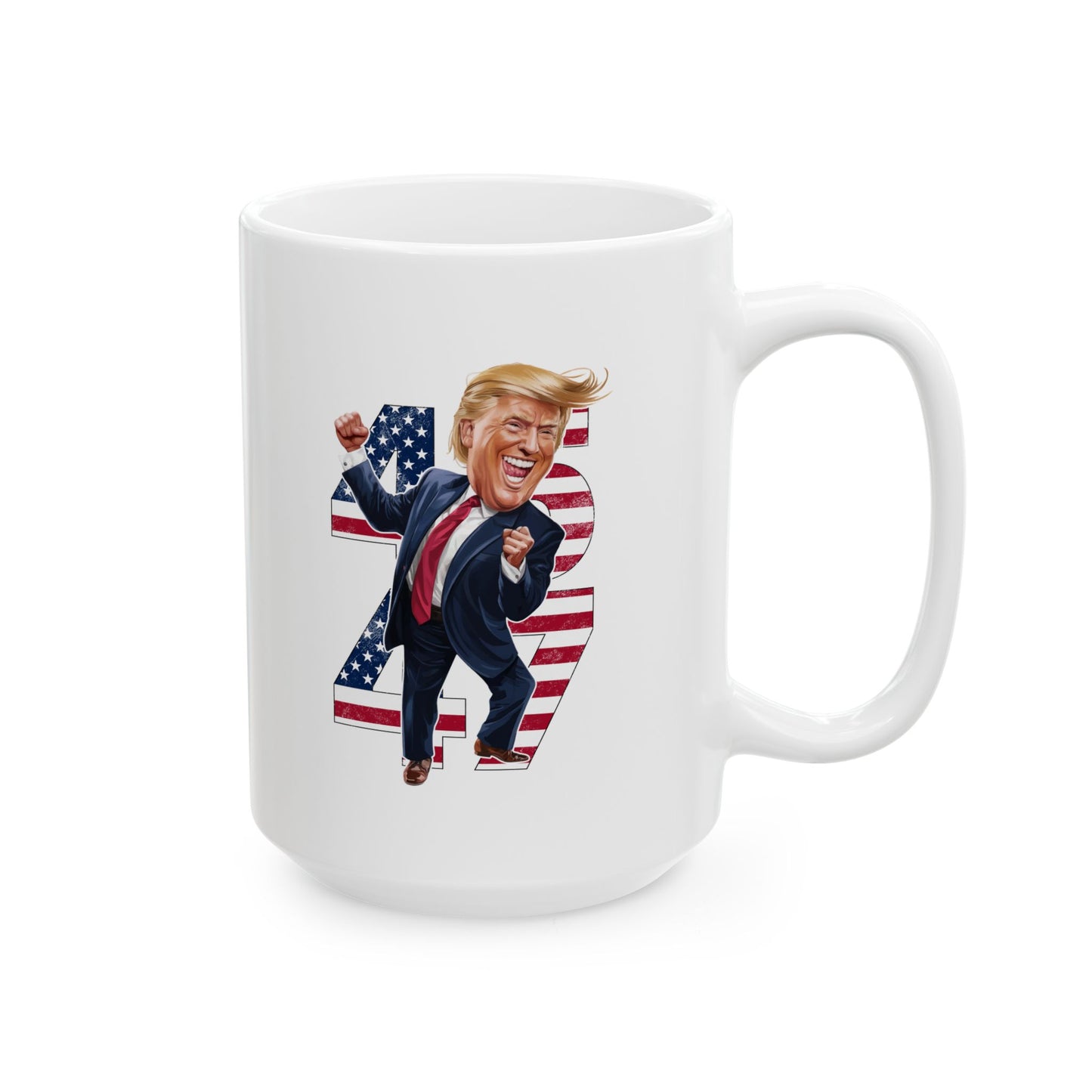Trump 47 Coffee Mug – White Patriotic Donald Trump Cup for MAGA Fans