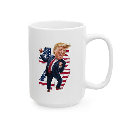 Trump 47 Coffee Mug – White Patriotic Donald Trump Cup for MAGA Fans