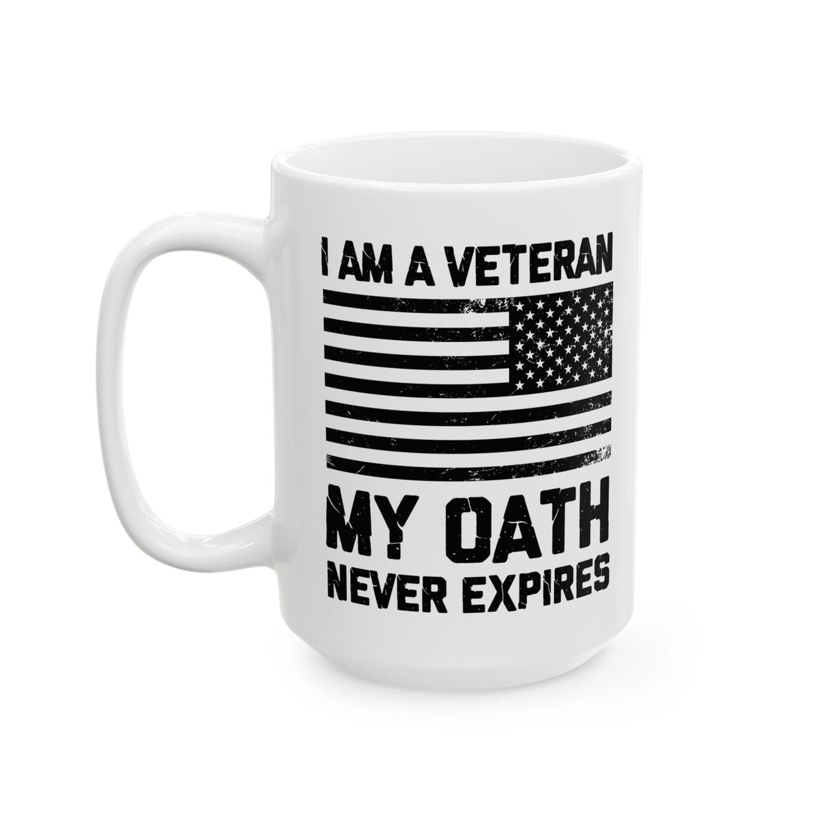 White Ceramic Patriotic Cup with American Flag – Military Gift for Men & Women