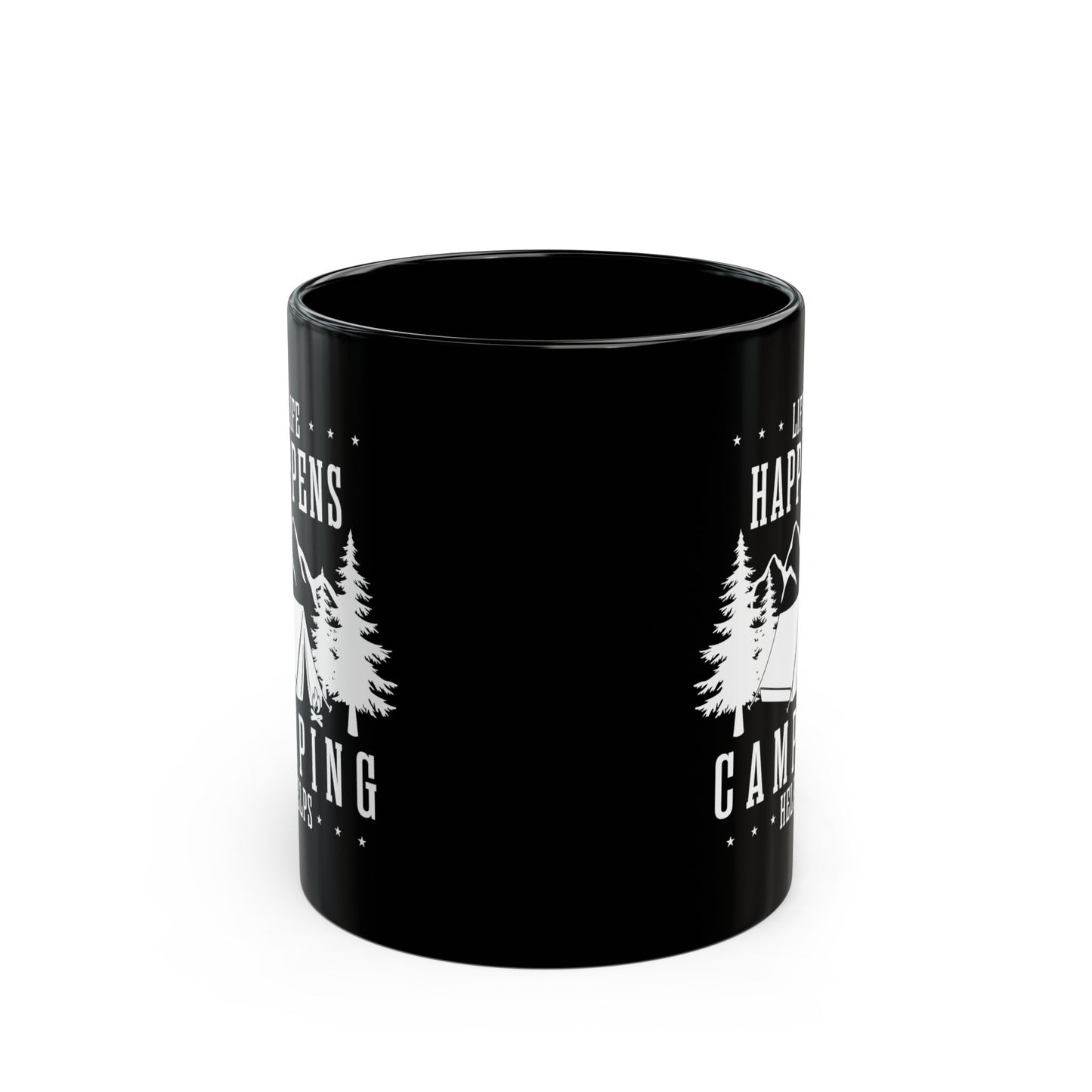 Minimalist Camping Design Ceramic Mug, (11oz, 15oz)