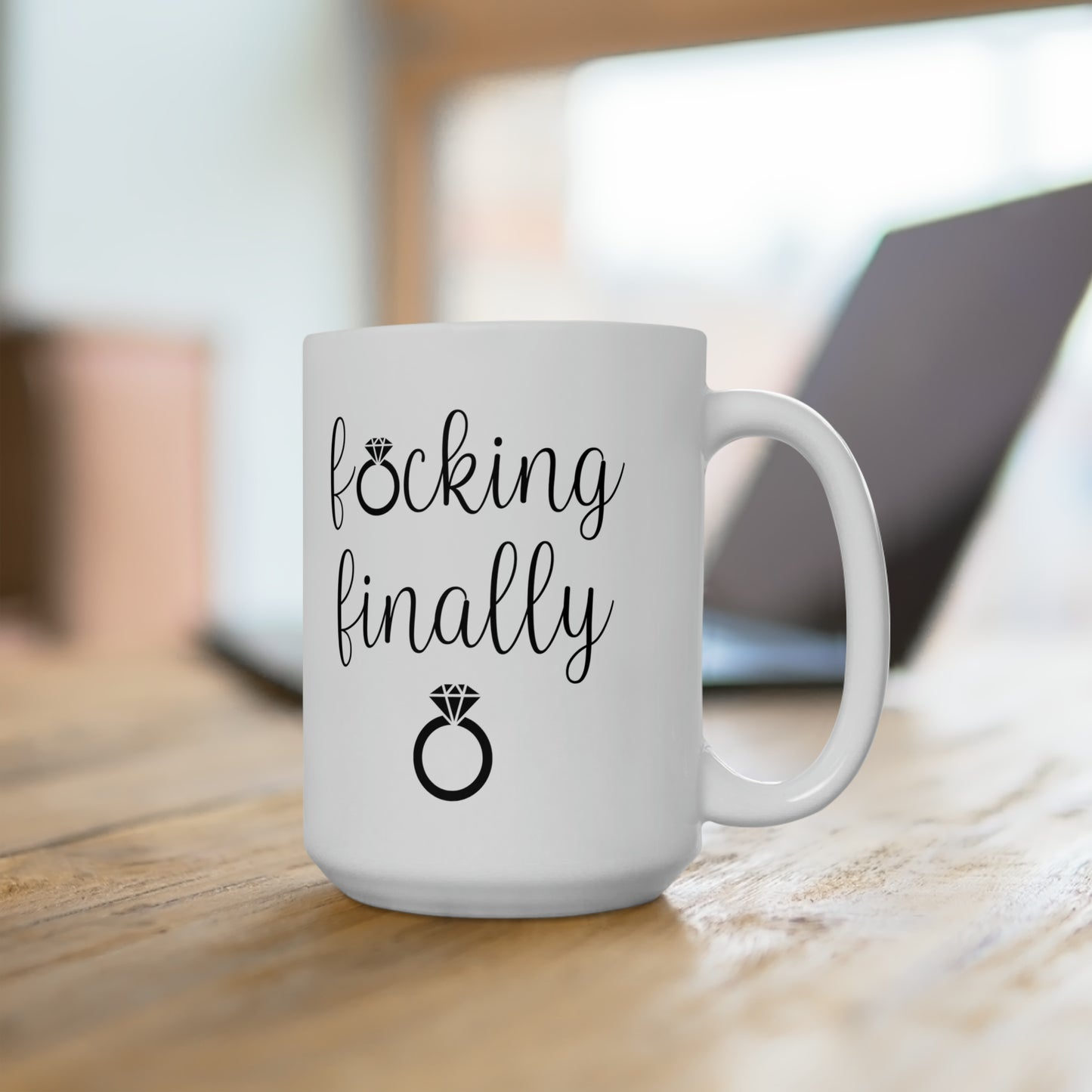 F*cking Finally Mug – Funny Engagement Coffee Cup Bride-to-Be or Newly Engaged Gift