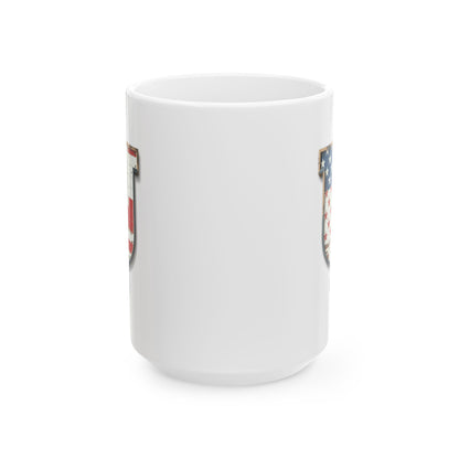 White American Flag Mug with Letter U and Name Uriel Personalized Patriotic Coffee Cup Gift for Men Veterans or USA Flag Lovers