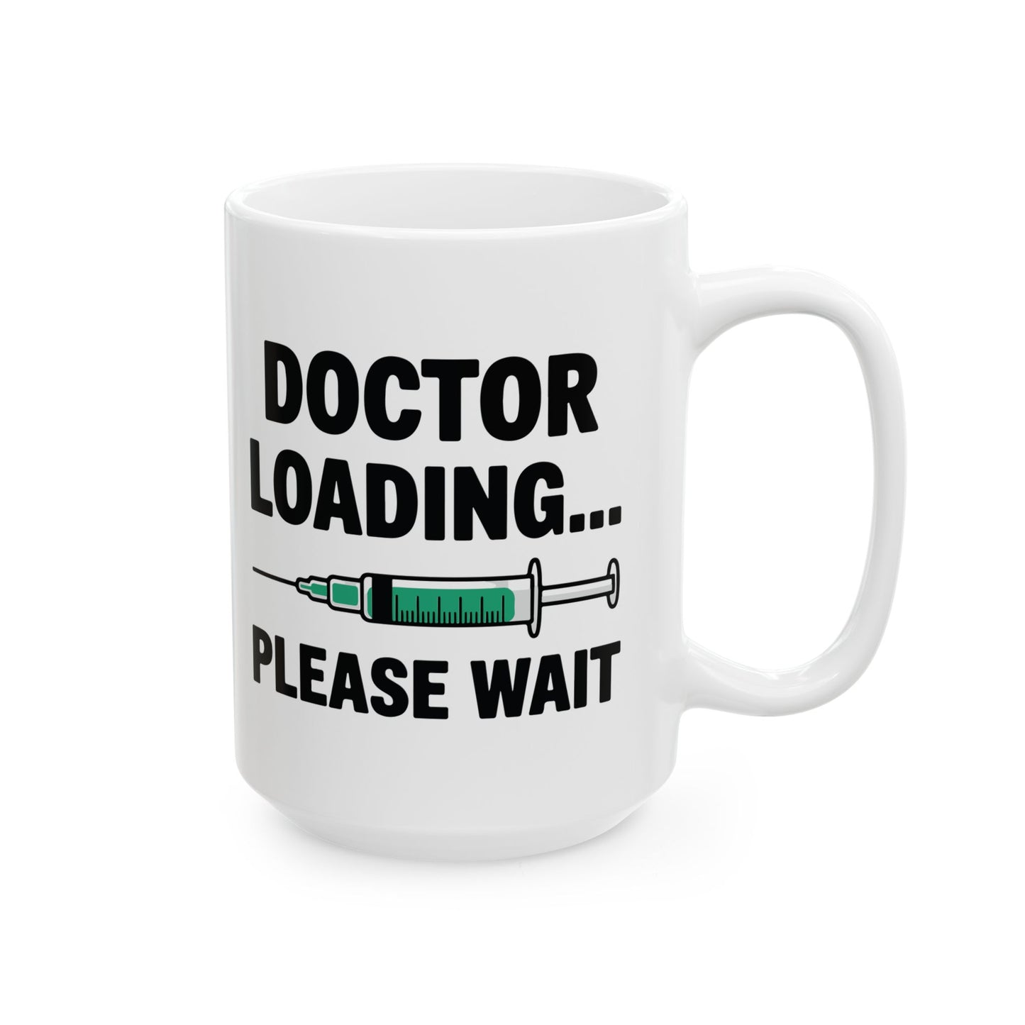 White Ceramic Coffee Cup with Syringe Graphic – Perfect Gift for Medical Students, Future Doctors, Nurses & PA Students