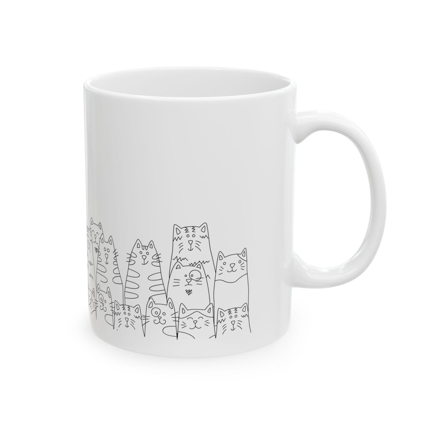 Coffee Right Meow White Mug, (11oz, 15oz)