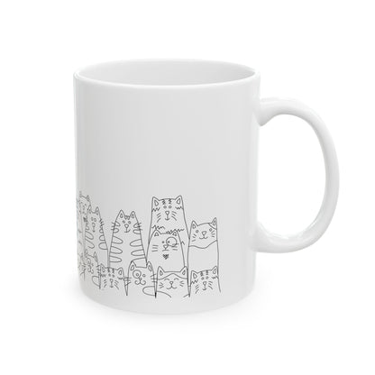 Coffee Right Meow White Mug, (11oz, 15oz)