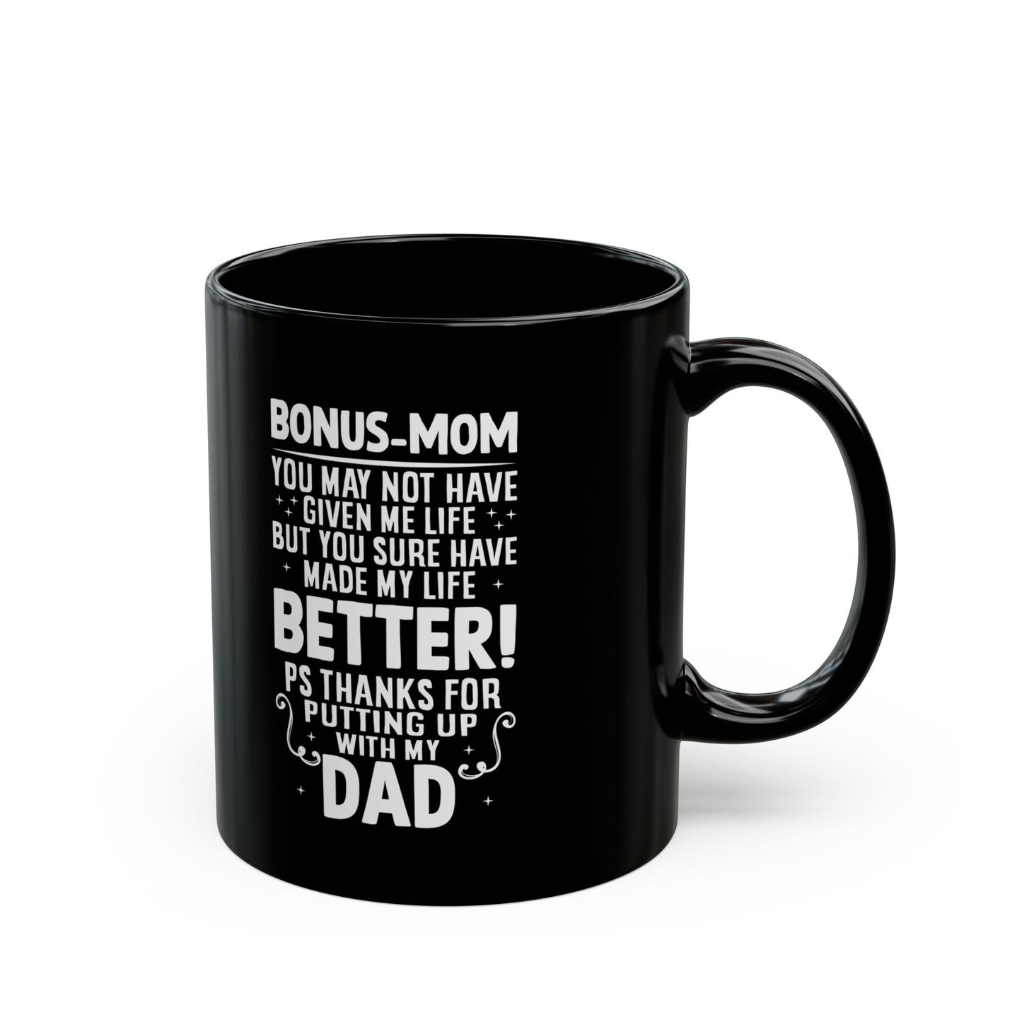 BONUS-MOM Black Mug (11oz, 15oz)