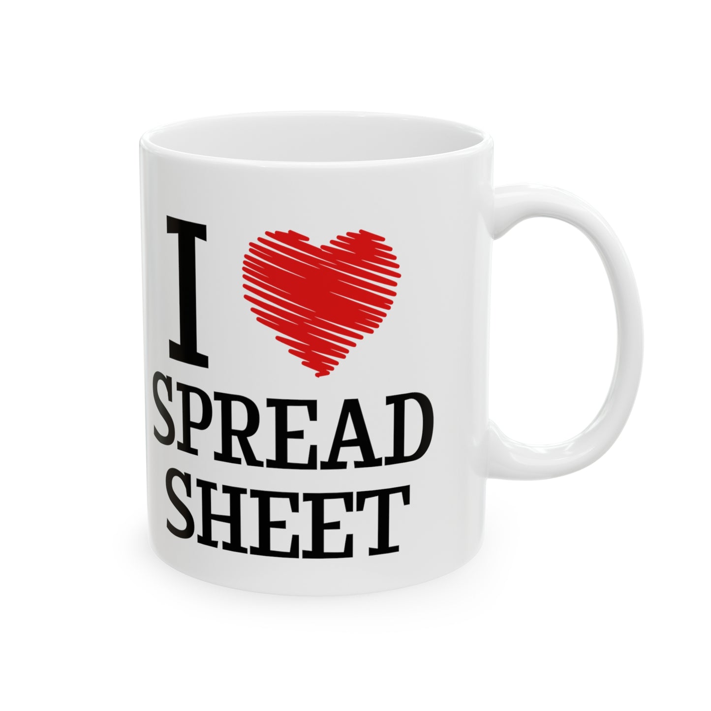 I Love Spreadsheet Mug – Funny Office Coffee Cup for Excel Nerds and Accountants