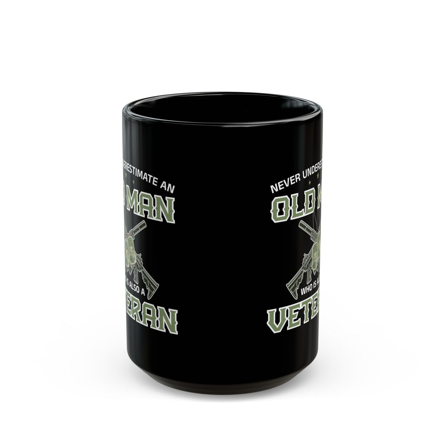 Give a Gift to a Proud Veteran – Never Underestimate an Old Man Mug Black Military Coffee Cup