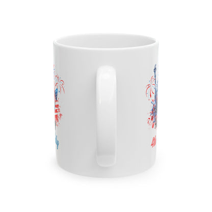 Happy 4th of July Mug – Statue of Liberty, Fireworks & Patriotic Gift