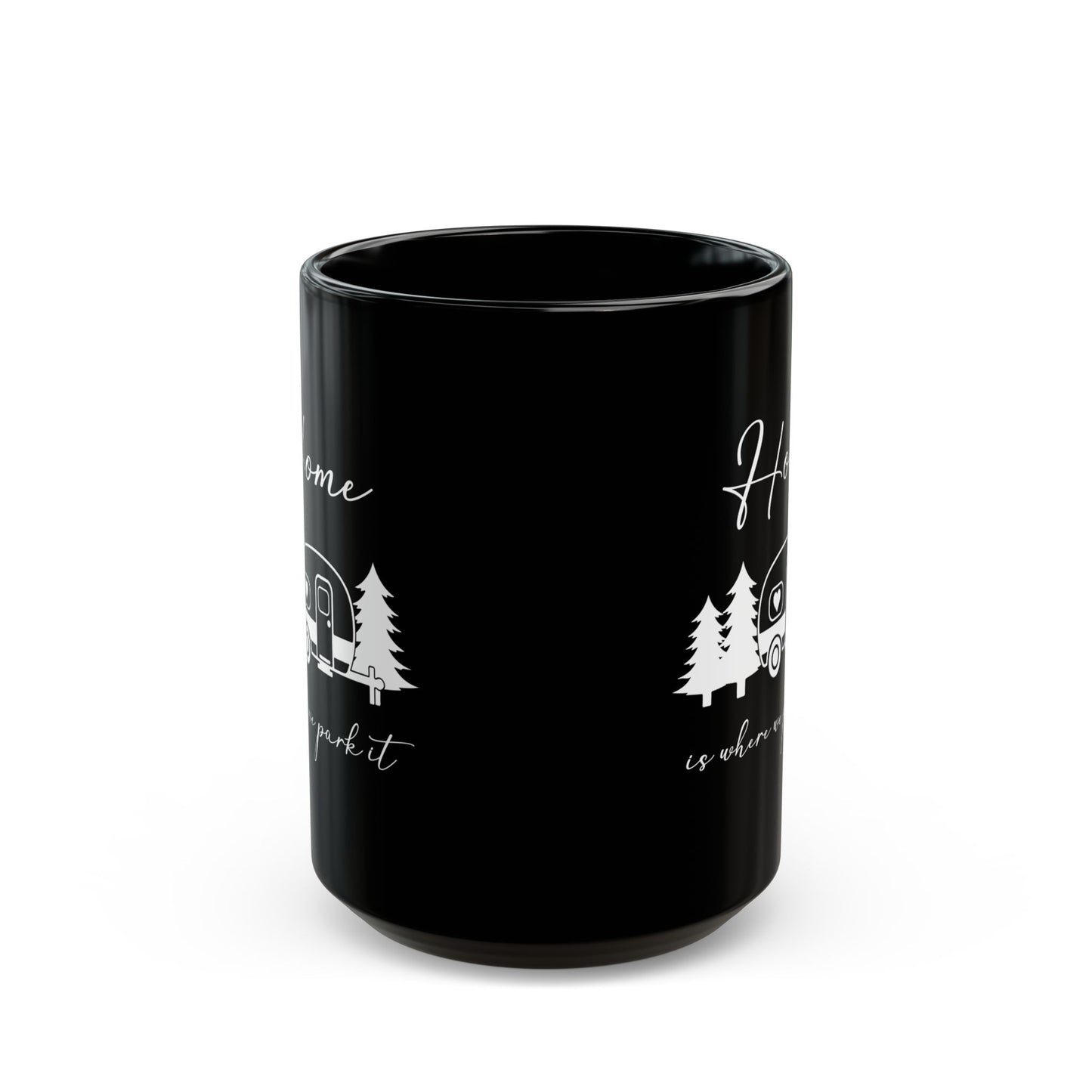 Minimalist Black Camping Design  Ceramic Mug, (11oz, 15oz)